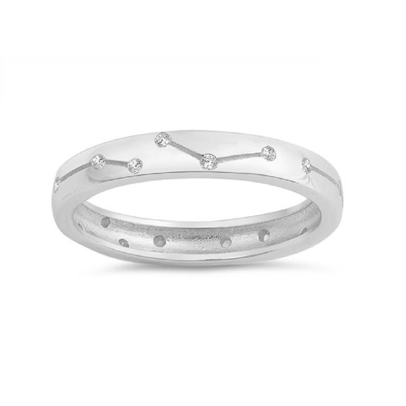 Clear Bezel Set Cubic Zirconia Constellation Band Ring Sterling Silver