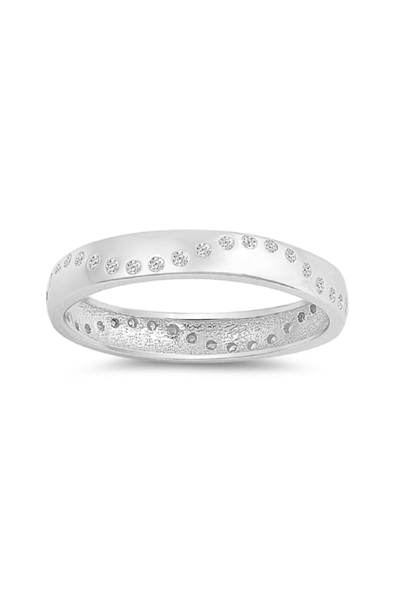 Clear Bezel Set Cubic Zirconia Designer Band Ring Sterling Silver