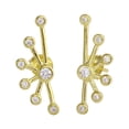 thumbnail image 1 of Clear Bezel Set Cubic Zirconia Half Web Stud Earrings Gold-Tone Plated Sterling Silver, 1 of 2
