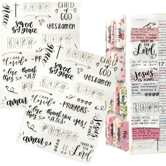 Clear Bible Journaling Stickers 312 PCS Transparent Scripture & Faith Stickers Scripture Stickers with Bible Verses for Bible Study Prayer Journal, and Planner Decor