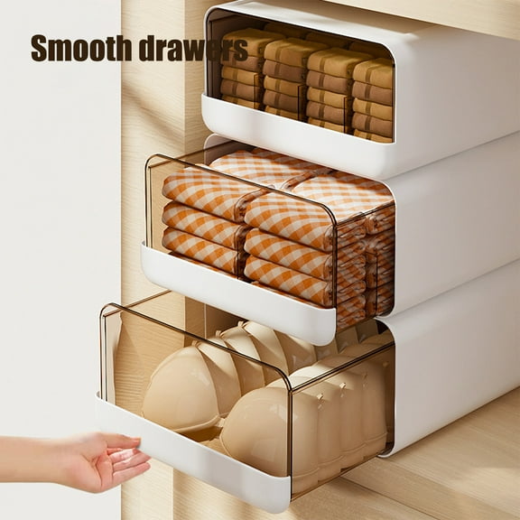 Clear Bins with Lids,Pillow Storage,Stackable Plastic Storage Bins Foldable Closet Organizers And Storage With Pull Out Drawer Door And Storage Containers(12*9.5*5in)