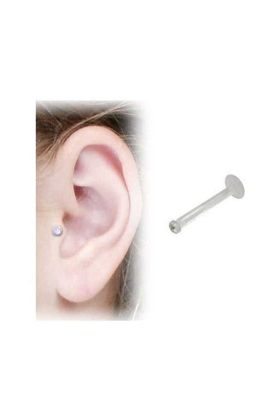 Clear BioFlex Labret with Clear Bezel Set Gem