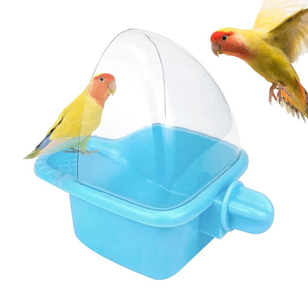Clear Bird Bath for Cage Parrot Cage Bathtub Box Hangable Pet Brids ...