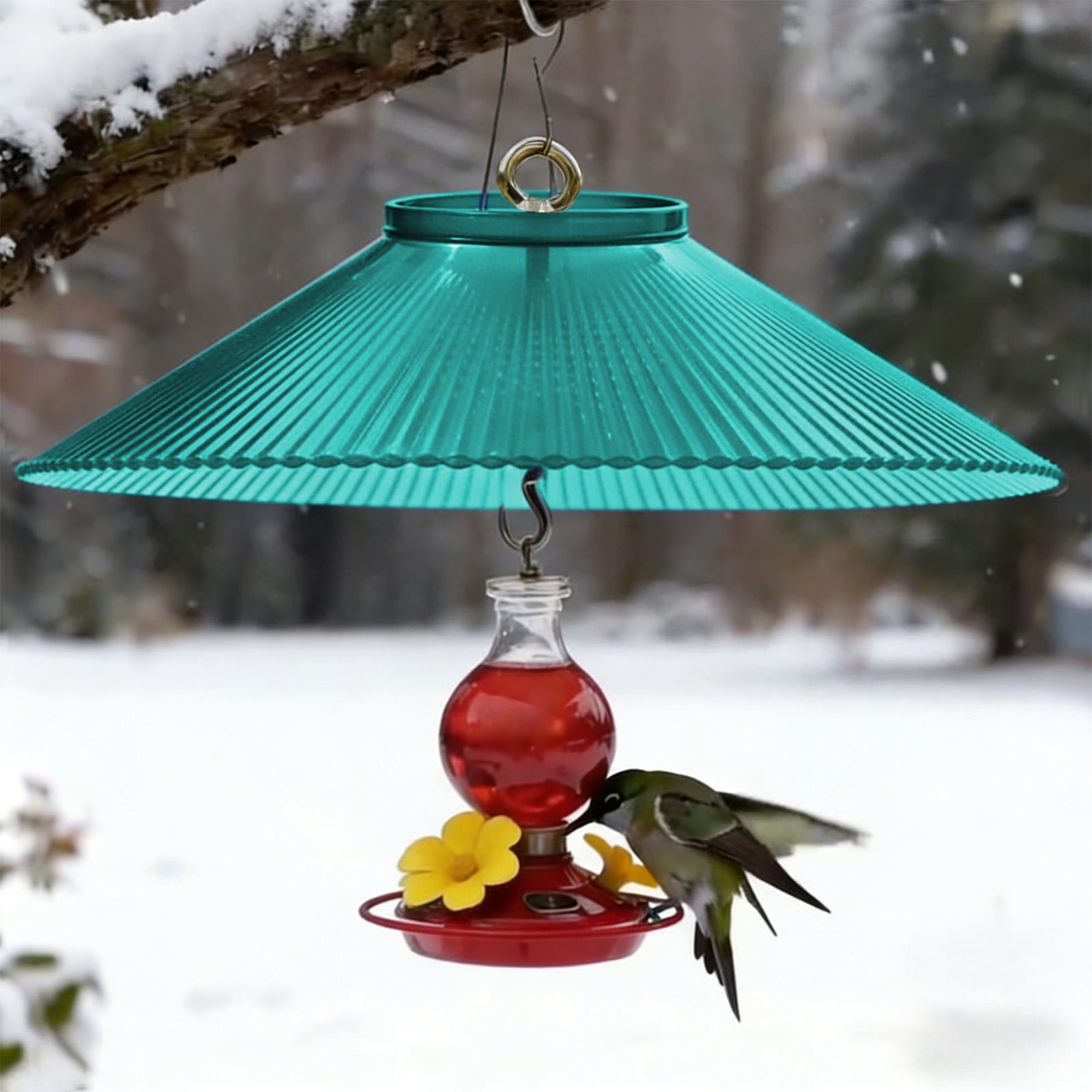 Clear Bird Feeder Rain Cover - Weather Guard for Outdoor Hanging Feeders, Protects from Rain Snow & Sun, Includes Metal Hanging Hook, Fits Most Feeders 10 Inch