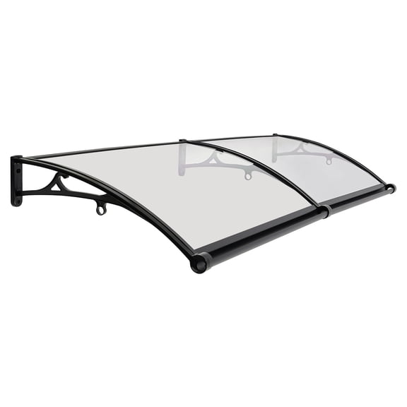 Clear/Black Aluminum Alloy Arch Rainshade - 78.7x23.6in, 440lb Capacity, UV & Weather Resistant for Balcony/Patio/Garage