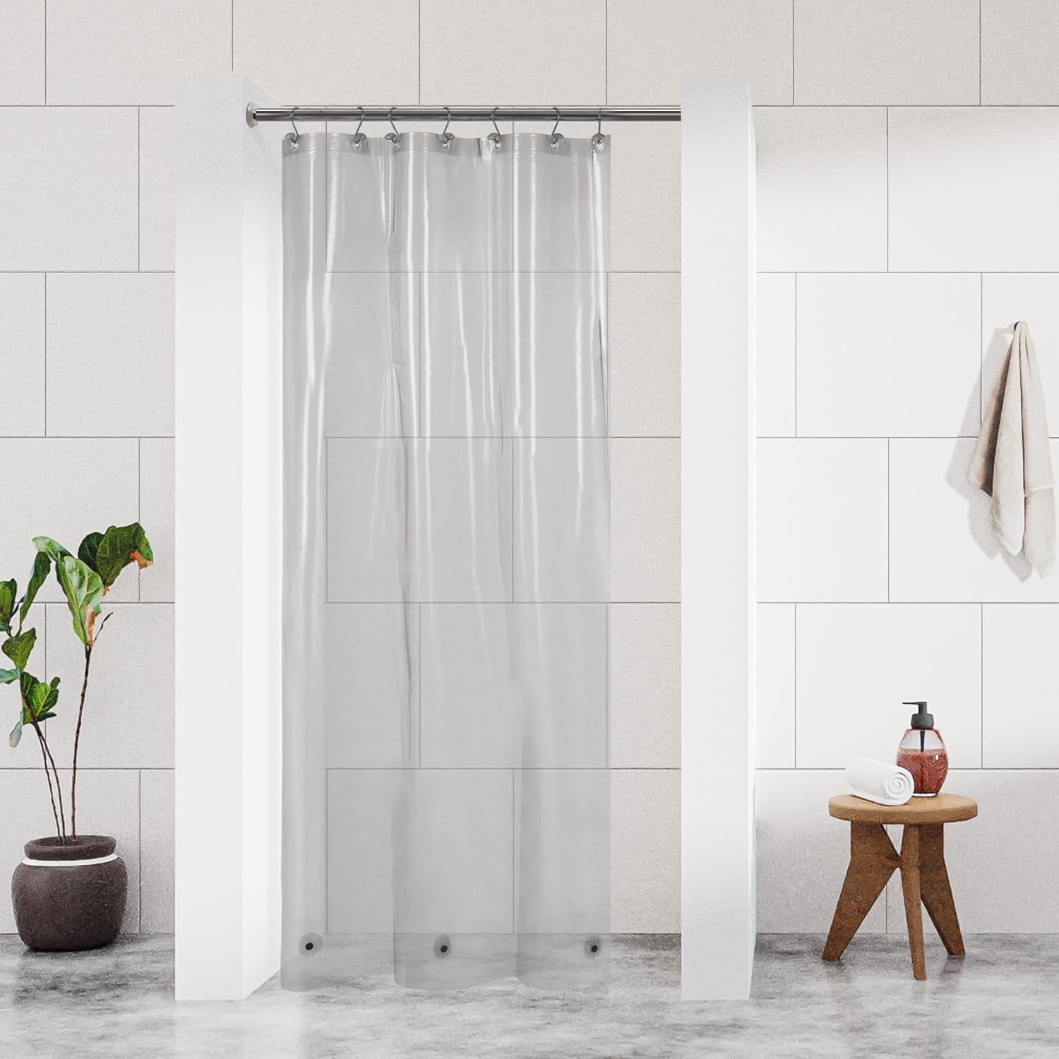 Clear Black Stall Shower Curtain Liner with 3 Magnets - 36" x 72