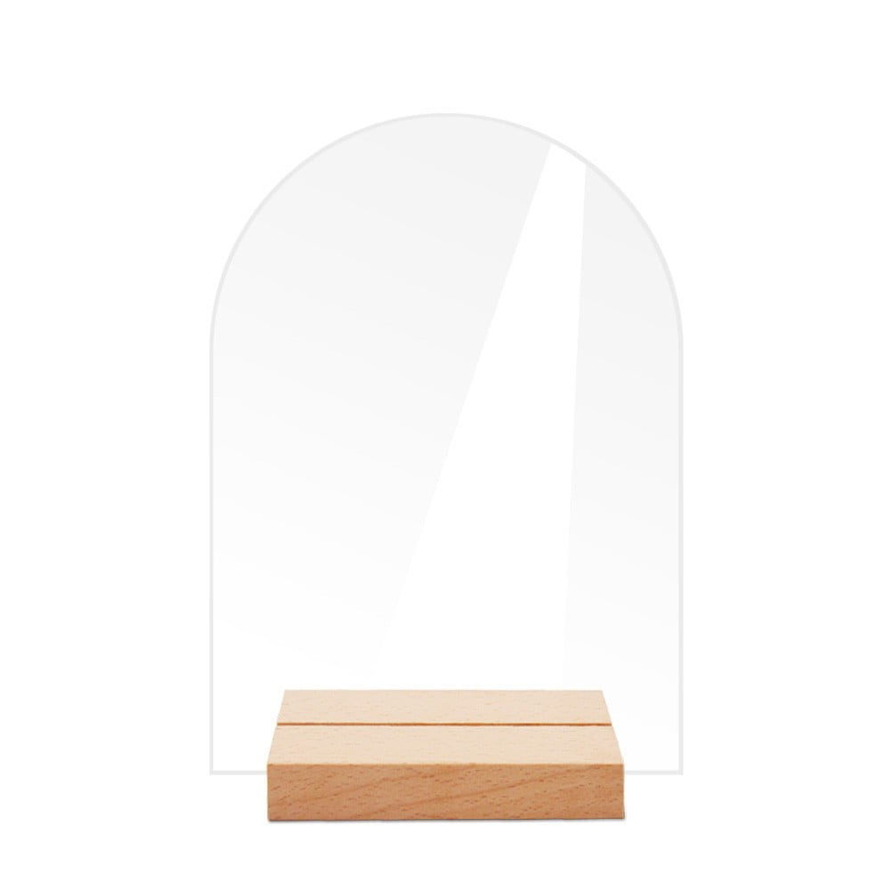 Clear Blank Arch Acrylic Sheets with Wood Stand Holder Acrylic DIY ...