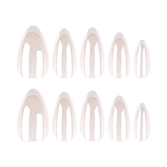 Clear Blank Artificial Nail Tips with Multiple Sizes, Medium Pointed Almond Glossy Translucent Finish, 24 Count