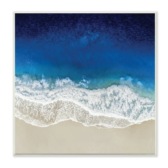 Clear Blue Ocean Tropical Beach Aerial View 12 in x 12 in Framed Painting Art Print, by Stupell Home Décor