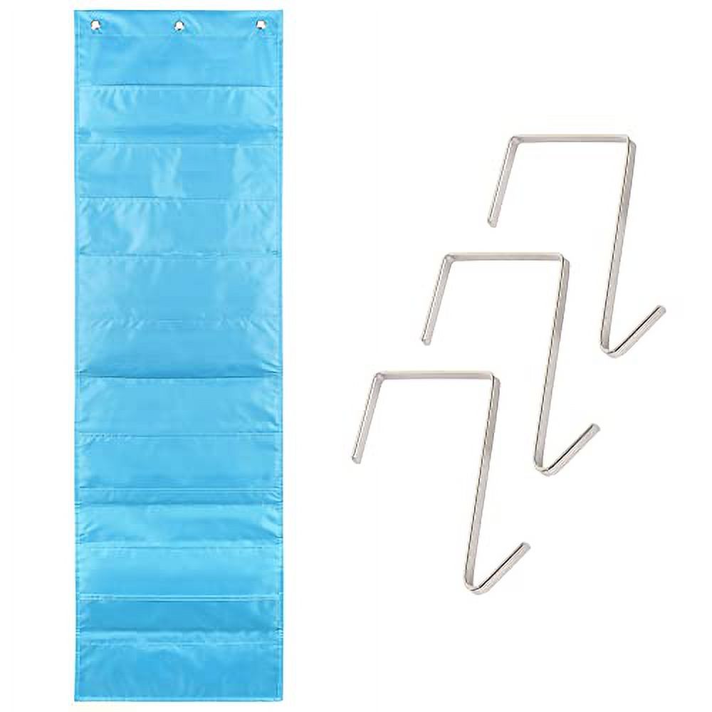 Clear Blue Pocket Chart for Classroom 10 Pocket Storage Rainbow