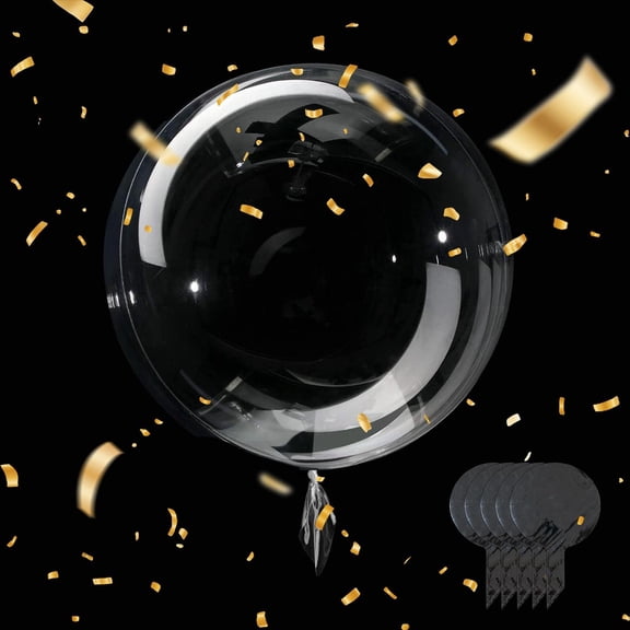 Clear BoBo Balloons - 10pcs 30inch Large Transparent Bubble Globos with Ribbon for Stuffing Birthday Party Wedding DIY Decorations