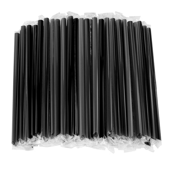 Clear Boba Straws – Individually Wrapped Disposable Plastic Jumbo Large Wide-Mouthed Milkshake Drinking Straws, 0.43 Inch Diameter x 9.45 Inch Length, Available in 100-Count and 300-Count, Black and