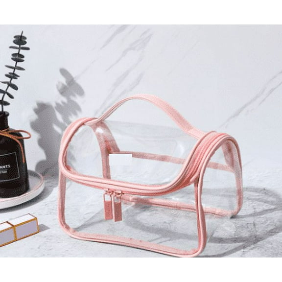 Clear Boho Patch Makeup Bag, Letter BEACH Cosmetic Bag, Transparent Travel Toiletry Bag, Waterproof Snacks Bag, Zipper Sunscreen Summer Skincare Bag Gift for Women Girls (beach)