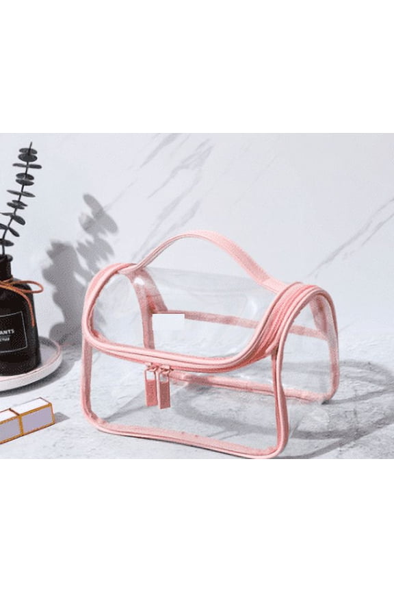 Clear Boho Patch Makeup Bag, Letter BEACH Cosmetic Bag, Transparent Travel Toiletry Bag, Waterproof Snacks Bag, Zipper Sunscreen Summer Skincare Bag Gift for Women Girls (beach)