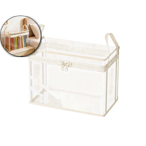 Clear Book Storage Bag Plastic Comic Books Organizer Collapsible Bag with Carrying Handle, Reading Material Organizer for Home Library Organization