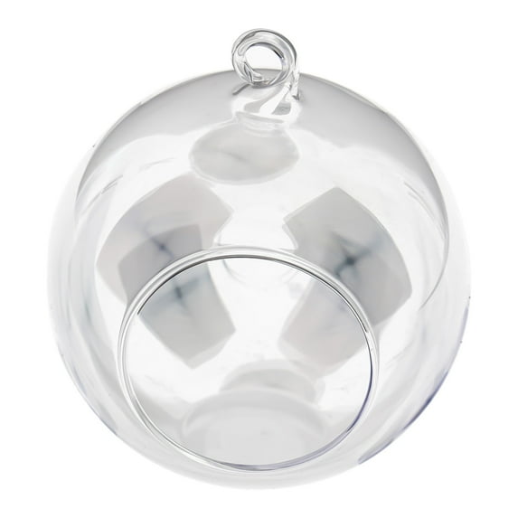 Clear Borosilicate Glass Hanging Ball Vase Succulent Plant Terrarium Container Flower Pot with Open Mouth for Home Garden Decor 12cm Fangkenuo