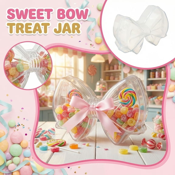 Clear Bow Shaped Valentine's Snack Boxes - Cute Reusable Plastic Jars for Sweet Treats & Gifts,White