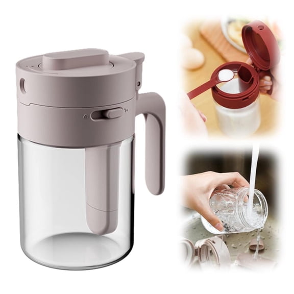 Clear Box Glass With Spoon 2024 Newest Multifunctional Box Storage Cans With Lid Airtight Overnight Oats Container For Coffee Sugar Tea/ Transparent Spice Box Milk Coffee Color