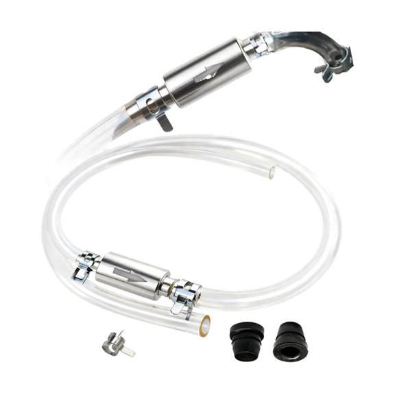 Clear Brake Bleeder Line with Check Fitting, Metal Inline Body and Adapter Fittings for Motorcycle Garage Service Jobs and Fluid Changes