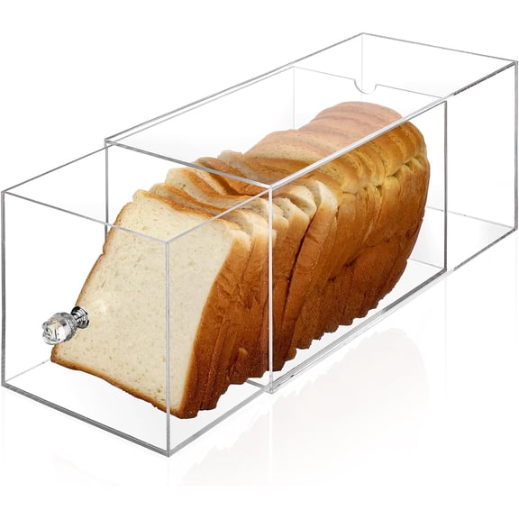 Clear Bread Box Acrylic Bread Storage Container Display for Homemade Storage Bin for Kitchen Countertop, Muffins, Rolls Cake Food Party