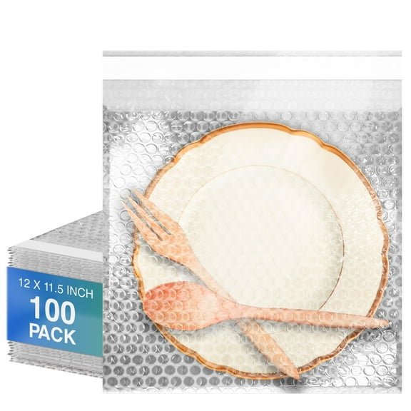 Clear Shipping Bubble Bags, Self Seal Pouches, 100 Count, 12 x 11.5 in