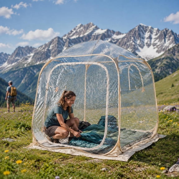 Clear Bubble Tent 7 X 7 Ft, Pvc Dome, Waterproof Pop up Shelter, Sealed Floor, Outdoor Camping Pod