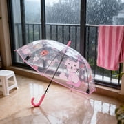 Clear Bubble Umbrella Cute Cat Print Transparent Dome Umbrella Auto Open Stick Umbrella Waterproof Windproof for Rain