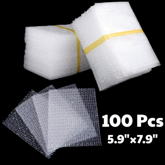 Clear Bubble Wrap Bags, 100 Pack 5.9x7.9 Inch Double-Sided Cushioning Pouches for Packing Fragile Items