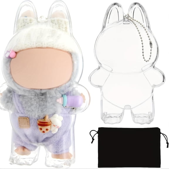 Clear Bunny Display Box, 6.1 inch Height, Decorative Storage Container, Transparent Collectible Case
