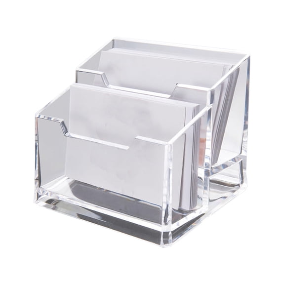 Clear Business Card Storage Box for Office Desk - ABS Plastic Business Card Holder, 12x11x7cm Card Organizer Case for Home Exhibition