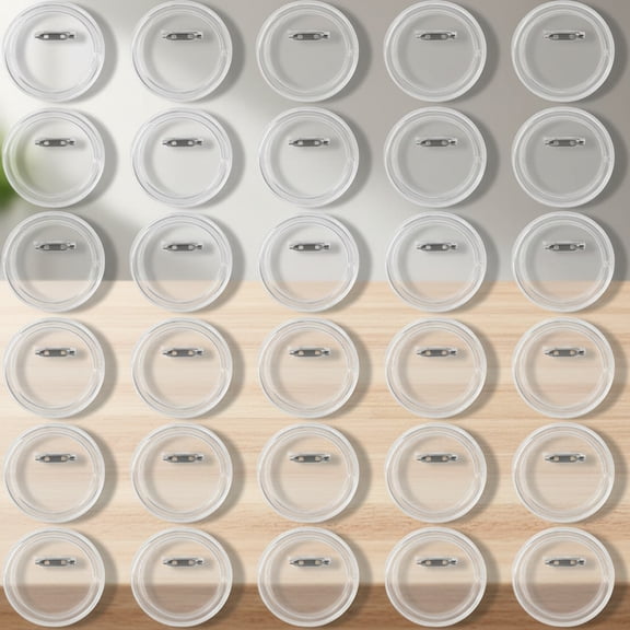 Clear Button Badge with Pin, 30 Pack Acrylic Design DIY Button Pins Kit for DIY Crafts and Craft Activities