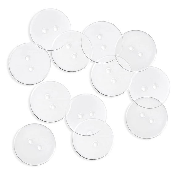 Clear Buttons for Sewing 0.45 inch Buttons for Crafts 2 Hole Transparent Buttons 18L Round Buttons Plastic Buttons Design Buttons for Craft Pants Dress Skirt Suit Shirt Pack of 12