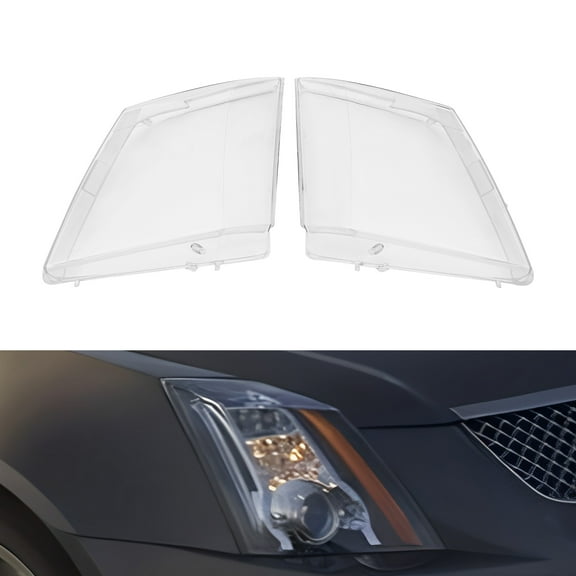 Clear CTS Headlight Lens Cover for 2008-2013 Cadillac CTS, Direct Replacement, Left and Right Halogen Headlights