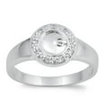 thumbnail image 1 of Clear CZ Belt Buckle Moon Circle Ring .925 Sterling Silver Band White Jewelry Female Size 5, 1 of 4