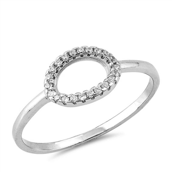 Clear CZ Circle Oval Wholesale Ring .925 Sterling Silver Band White Jewelry Female Size 4