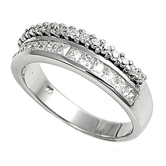 Clear Cubic Zirconia Wedding Engagement Ring 925 Sterling Silver Band White Jewelry Female Size 6