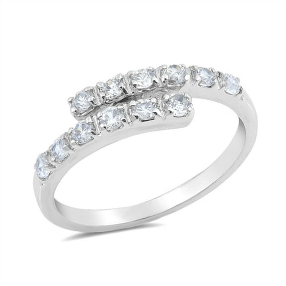 Clear CZ Criss Cross Bridal Knot Ring .925 Sterling Silver Band White Jewelry Female Size 9