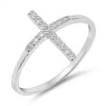 thumbnail image 1 of Clear CZ Cross Wide Bar Christian Ring .925 Sterling Silver Band White Jewelry Female Size 7, 1 of 4