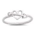 thumbnail image 1 of Clear CZ Cupid Arrow Heart Twisted Ring .925 Sterling Silver Band White Jewelry Female Size 6, 1 of 4