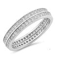 thumbnail image 1 of Clear CZ Eternity Stackable Thumb Ring .925 Sterling Silver Band White Jewelry Female Size 7, 1 of 4