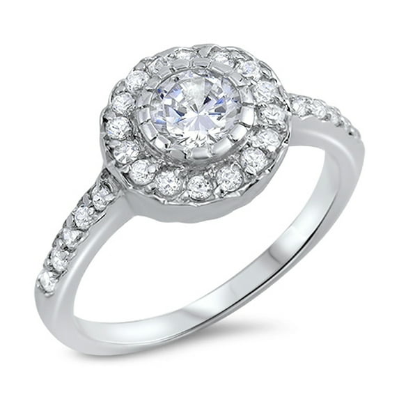 Clear CZ Halo Cluster Wedding Ring .925 Sterling Silver Band White Jewelry Female Size 10