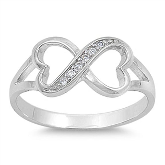 Clear CZ Heart Infinity Love Ring .925 Sterling Silver Thumb Band White Jewelry Female Size 4
