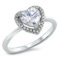 thumbnail image 1 of Clear CZ Heart Promise Love Halo Ring .925 Sterling Silver Band White Jewelry Female Size 6, 1 of 4