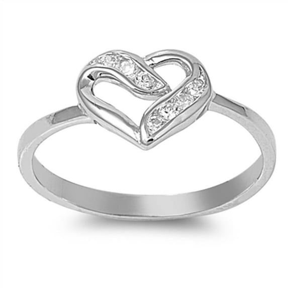 Clear CZ Heart Twist Love Promise Ring .925 Sterling Silver Band White Jewelry Female Size 5