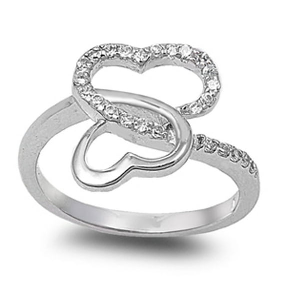 Clear CZ Infinity Criss Cross Heart Promise Ring Sterling Silver Band White 925 Female Size 4