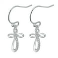 thumbnail image 1 of Clear CZ Infinity Cross Dangling Fishhook Earring Sterling Silver, 1 of 2