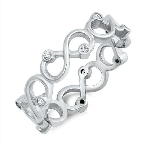 Clear CZ Infinity Eternity Knot Midi Ring .925 Sterling Silver Band Size 10