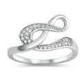 thumbnail image 1 of Clear CZ Infinity Music Note Treble Clef Ring Sterling Silver Band White 925 Female Size 9, 1 of 4