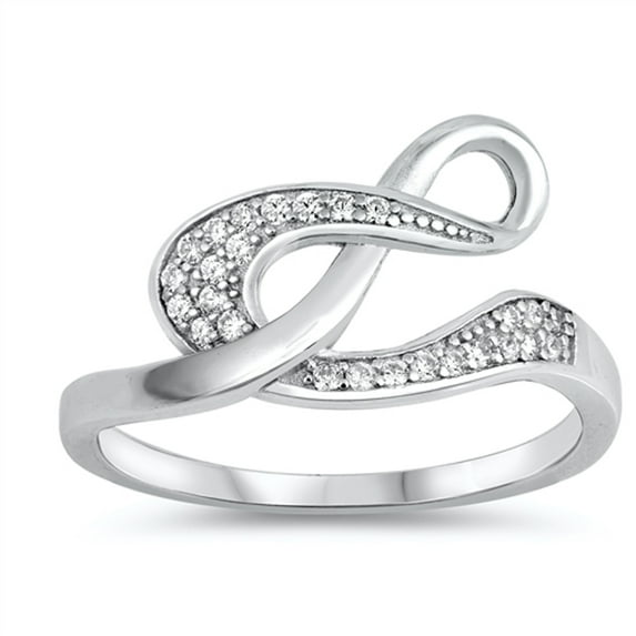 Clear CZ Infinity Music Note Treble Clef Ring Sterling Silver Band White 925 Female Size 9