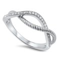thumbnail image 1 of Clear CZ Infinity Rope Design Ring Sterling Silver Size 5, 1 of 3
